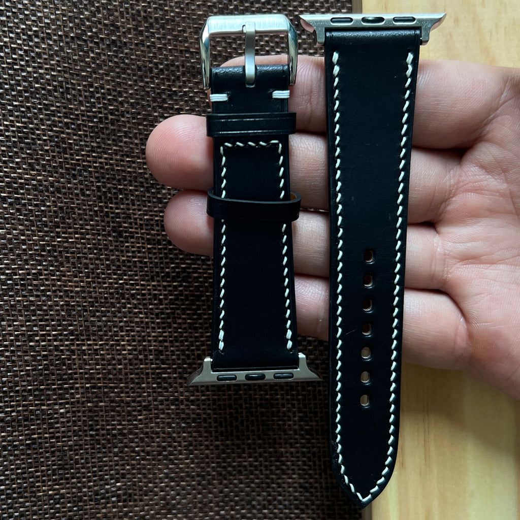 Black Buttero Leather Watch Straps, Premium Handmade Leather